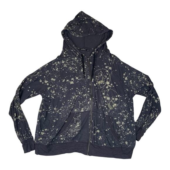 Torrid Lovesick women's size 1 1x  gray skull zip up jacket paint splatter - Picture 2 of 13